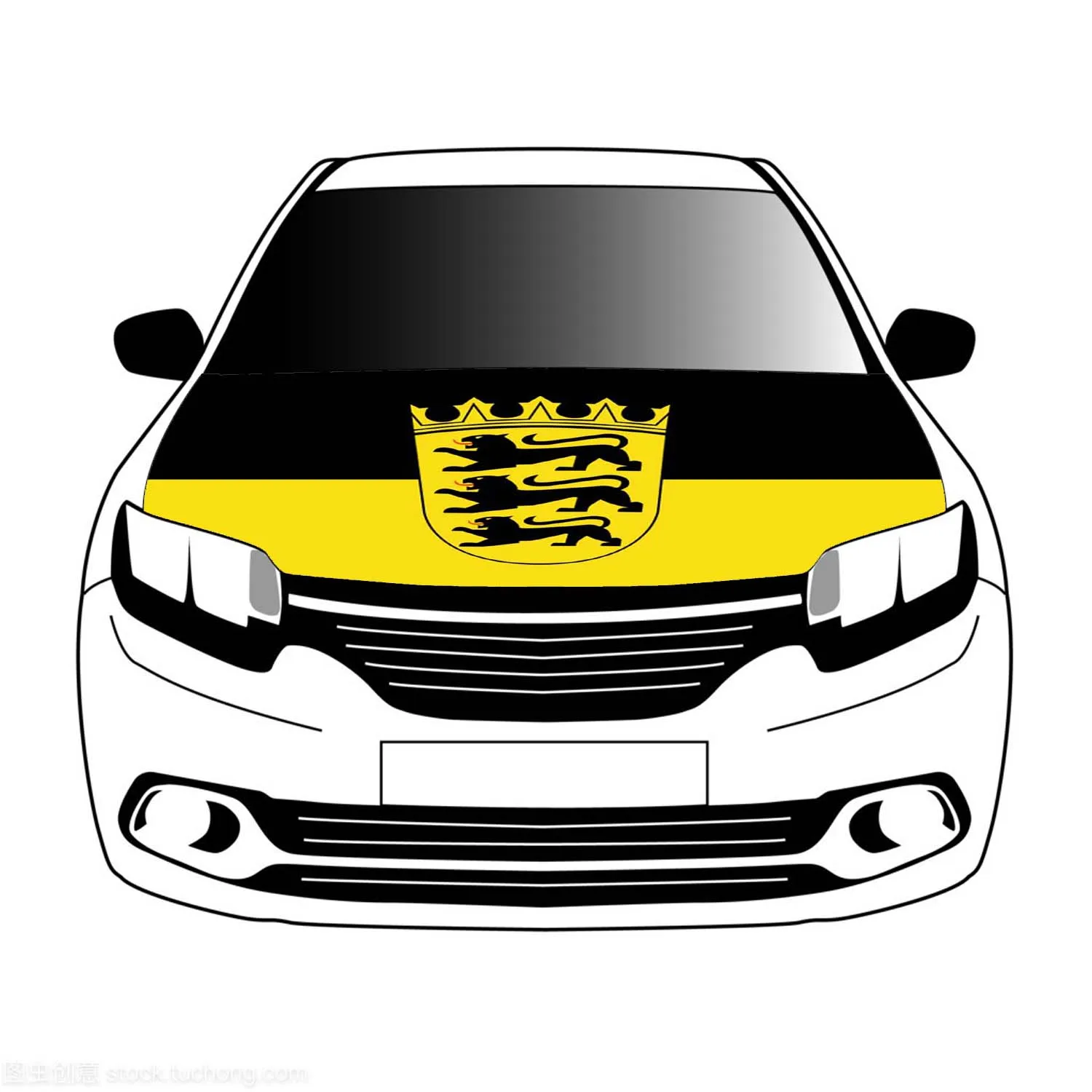 Баден Вюртемберг, флаг накладка на капот автомобиля 3x5 футов, 100% полиэстер, баннер для капота автомобиля