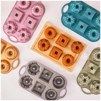 Six One Model Cake Mold Non-stick Granite Effect And Aluminum Body Pink Gray Blue Golden Home Useful Tool Kitchen Appliance