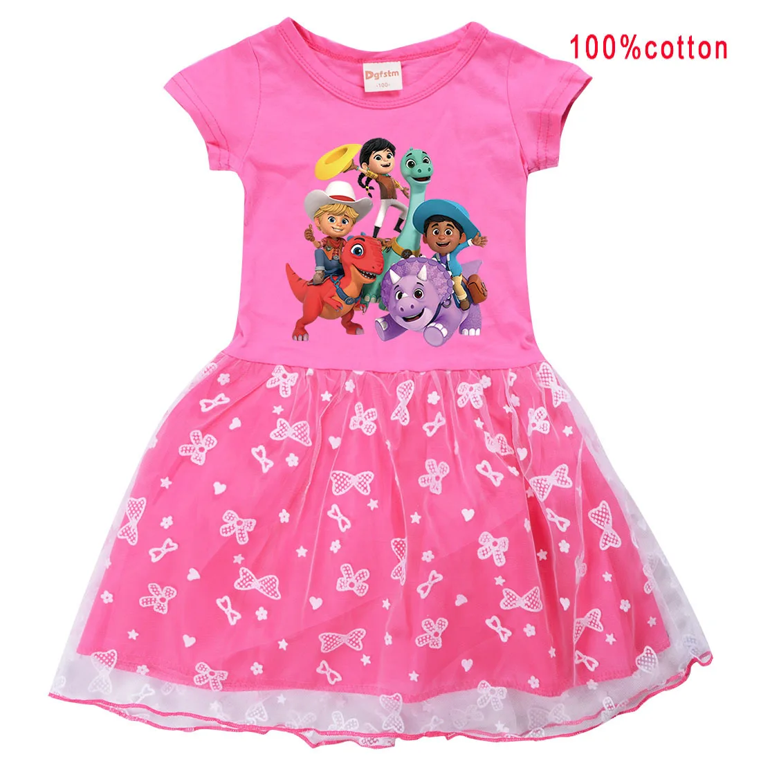 Детское Радужное Сетчатое платье с коротким рукавом милая повседневная одежда