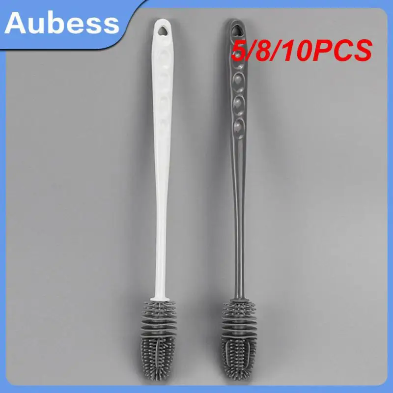 

5/8/10PCS Single Gray Long Handle Cleaning Brush Arc Brush Head Tpr Cup Brush Household Household Cleaning Brush Cleaning Tools