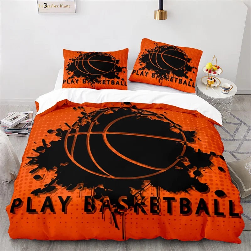 

Комплект постельного белья для мальчиков в баскетбольном стиле, Спортивная Тема, 3D мяч, пододеяльник, полная двуспальная накидка для подрос...