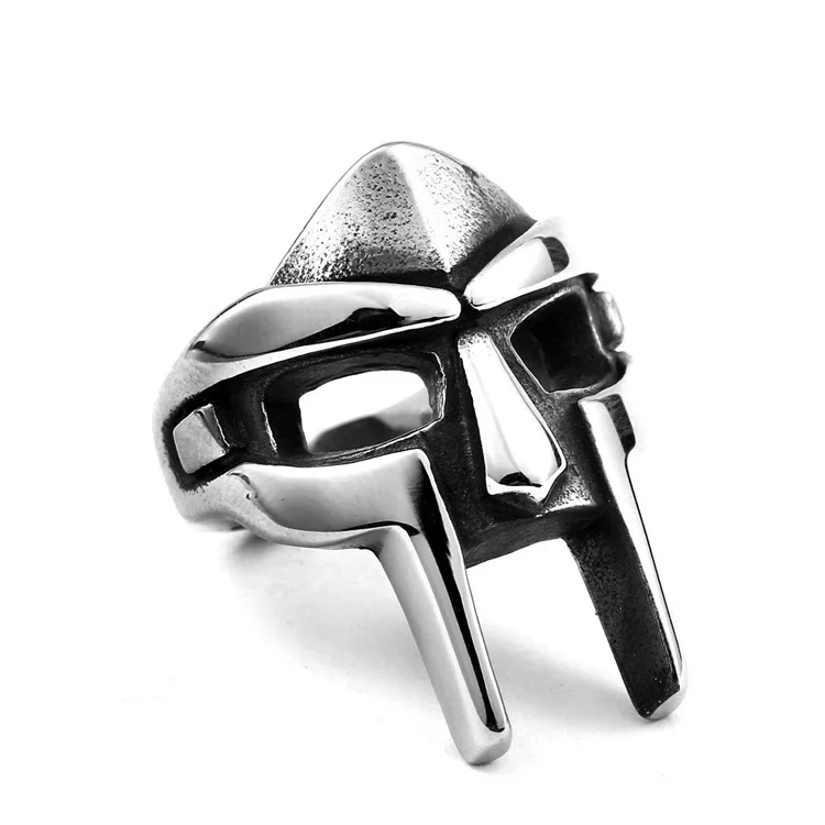 

Goth Hip Hop MF DOOM Mask Rings For Men Gladiator Punk Style Egyptian Pharaoh Male Ring Classic Retro Jewelry Party Accessories