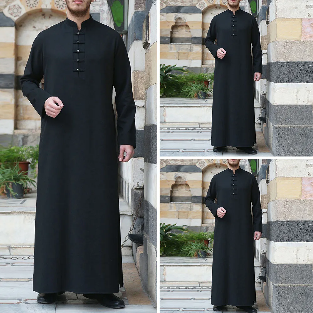 Islamic Clothing For Men Muslim Dress jubba thobe Saudi Arabia Kaftan Middle East  Abaya Man Button casual Muslim Men Clothing