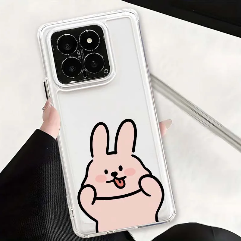 Фото Прозрачный чехол для телефона из ТПУ с милым рисунком кролика для Xiaomi 17 15 14 13 12 12S 12X 12T 11 11T Pro Max Lite Ultra №5