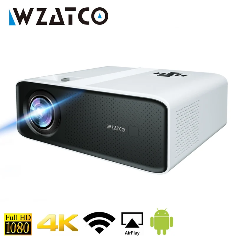 WZATCO-Proyector LED C5 4K para cine en casa, dispositivo inteligente con Android, WIFI, 1920x1080P, reproductor de vídeo multimedia 3D, 6D, Keystone