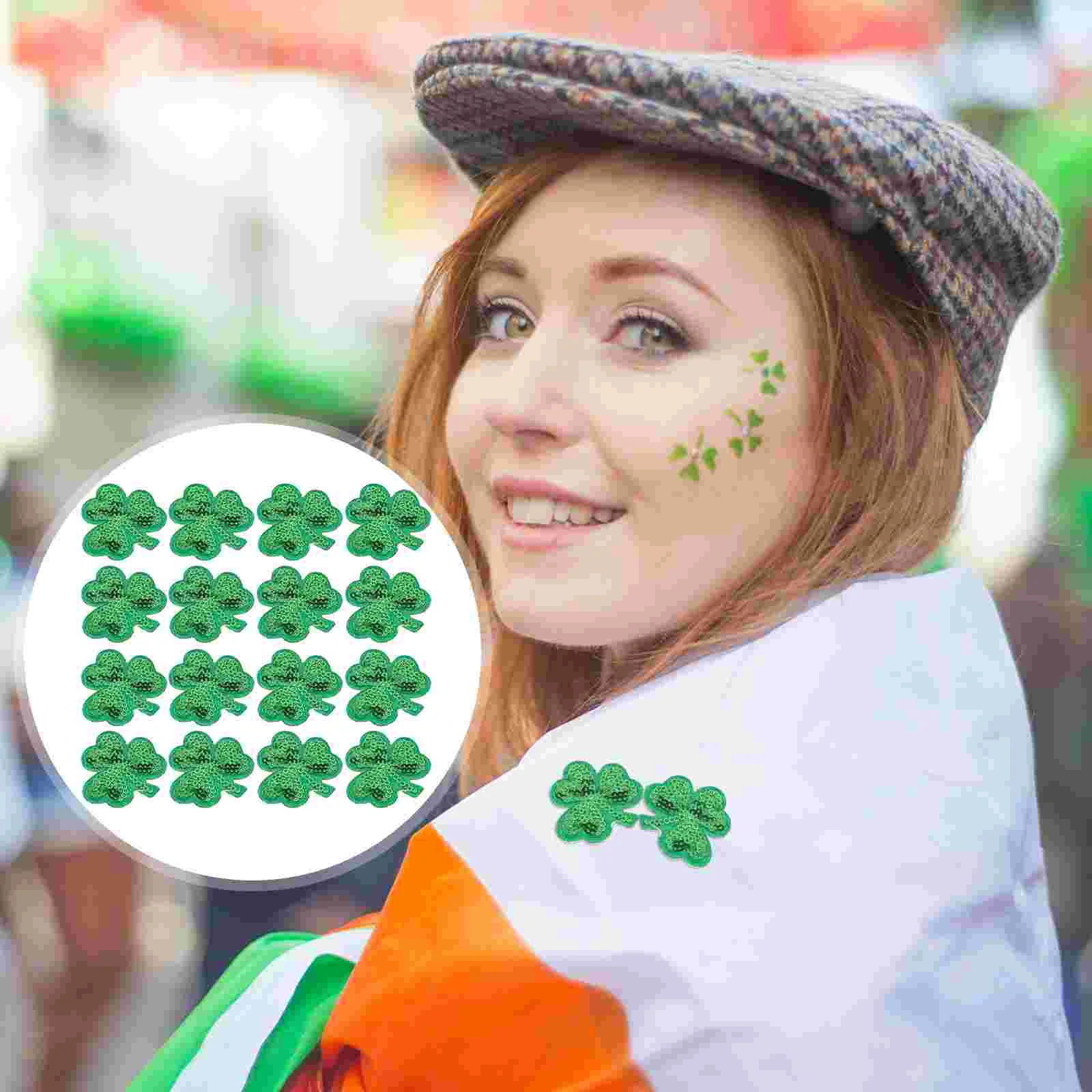 

Patches Shamrock Appliques Sewing Applique Sew Fabric Patch Day Jeans Embroidered Hat S Patrick Stick Costume Cloth Clothing
