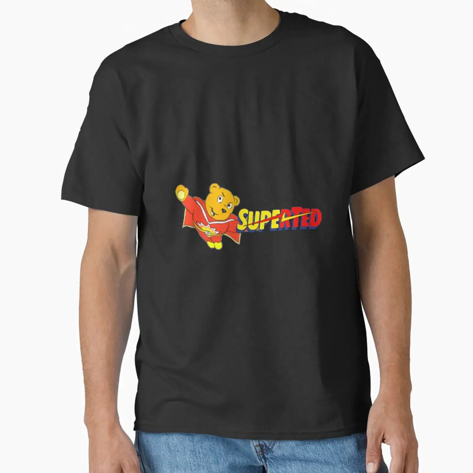 Фото Классическая футболка Superted в винтажном стиле, с эффектом потертости, уличный стиль, с легким графическим принтом, дышащая, комфортная, унисекс, стильная, универсальная. №1