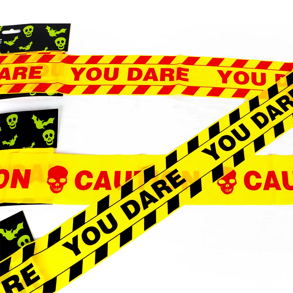 

6M Halloween Caution Tape Signs Halloween Decoration 2023 Garden Yard Danger Warning line Halloween Prop You Dare Signs