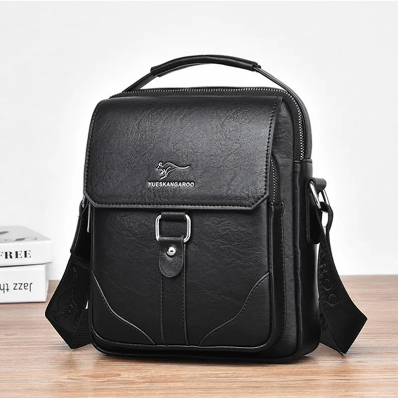 Vintage Leather Men Crossbody Bags Small Handbag Tote Bag Multi-pocket Male Shoulder Bag Business Messenger Bag