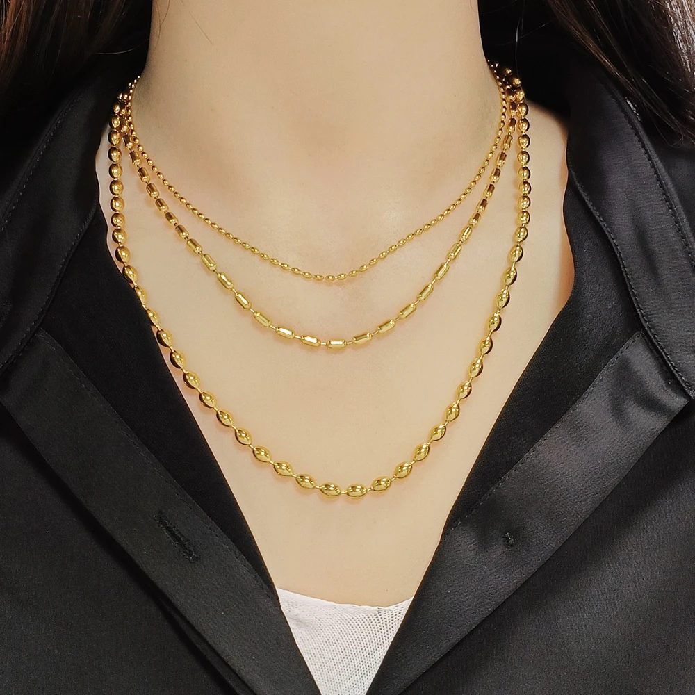 Ожерелья из нержавеющей стали 316 для женщин ожерелье с длинными бусинами цепочка