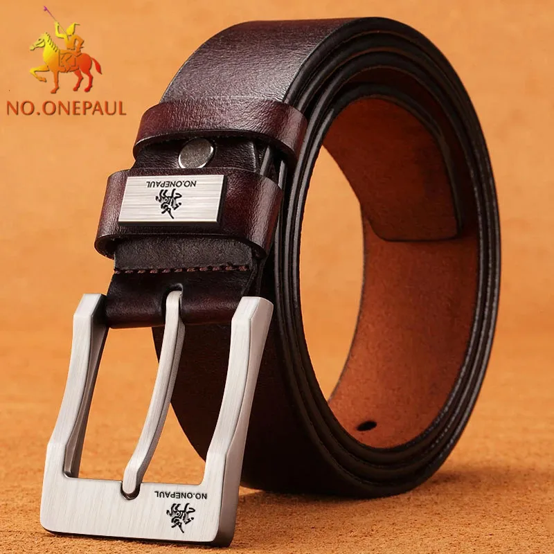 NO.ONEPAUL-cinturones informales de piel de vaca para hombre, cinturón de cuero con hebilla de alta calidad, para negocios, de diseñador de moda masculina