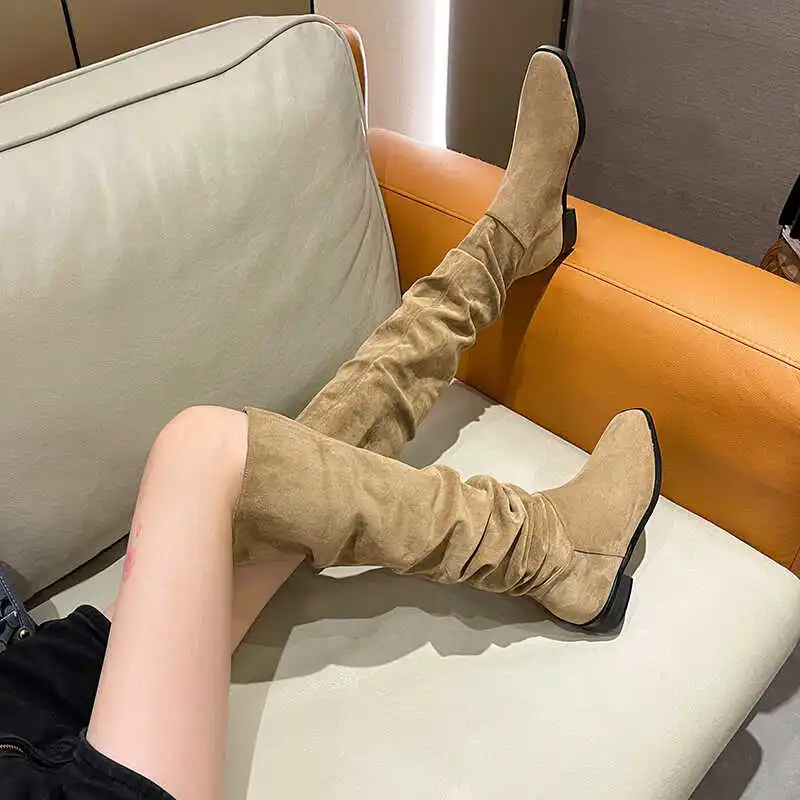 damską buty jesienne pointe buty-kobiety luksusowy projektant seksowne zakolanówki na obcasie wysokie spiczaste 2024 modne damskie