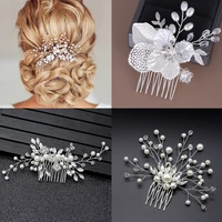 wedding elegant crystal bride hair comb headwear rhinestone pearl bridal hair clip accessories jewelry for women braiding tool
