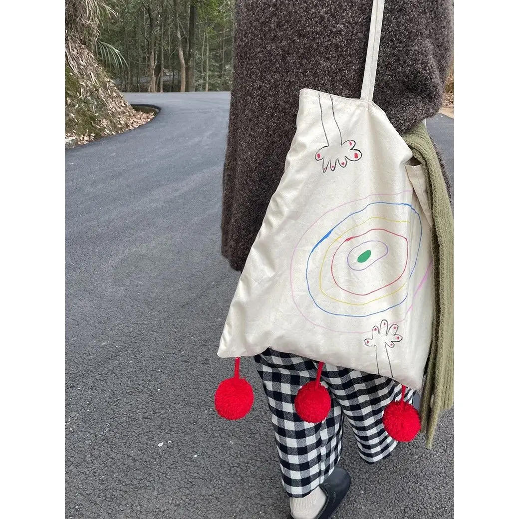 

Womnen Bag Canvas Tote Bag Casual Solid Zipper Soft Love Trap Graffiti High-Capacity Shoulder Bag Handbag Shipping Bag