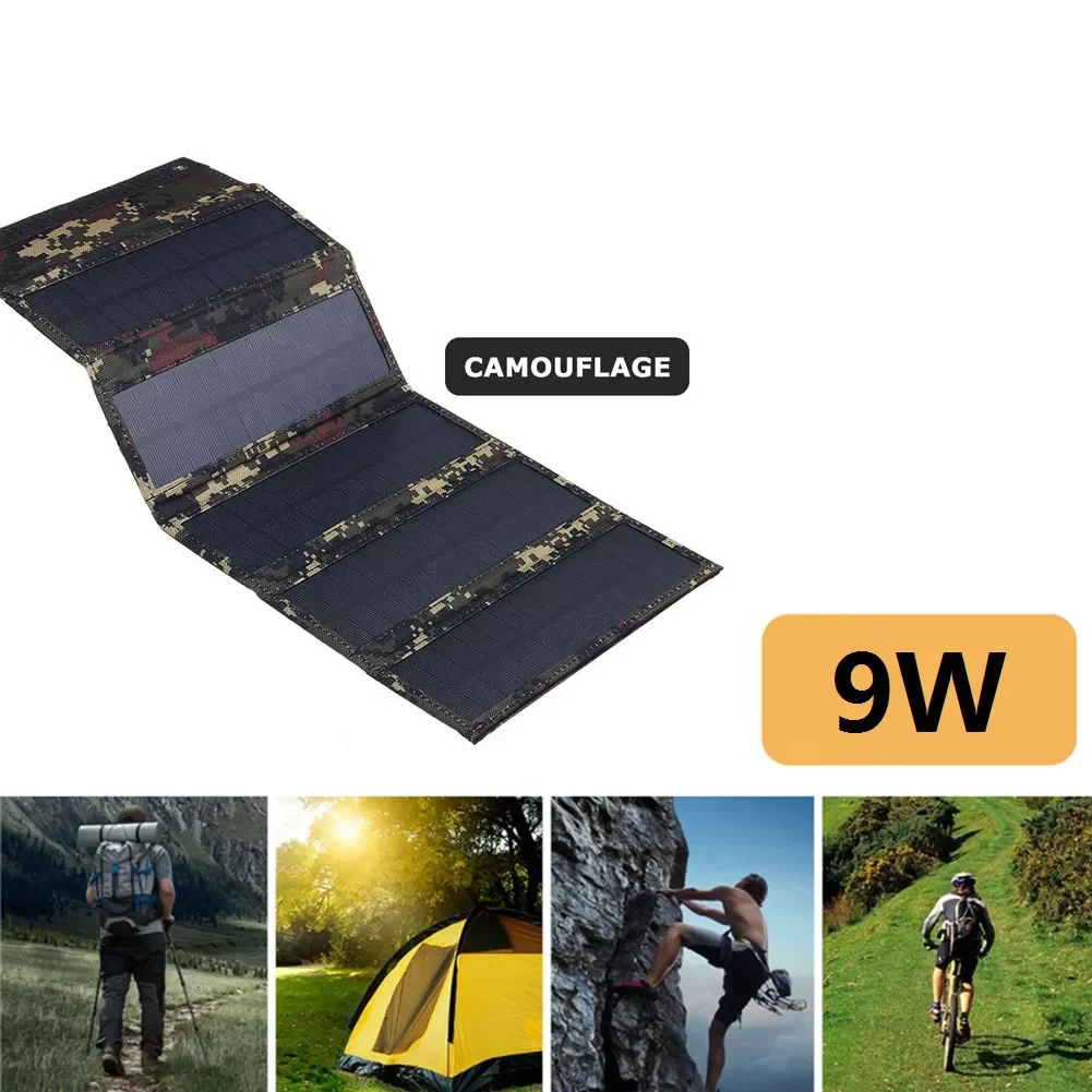 

9W Foldable USB 5V Solar Panel Power Bank Portable Outdoor Mobile Phone Power Battery Charger for Camping Hiking