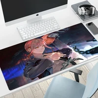 chainsaw man large size mouse pad makima natural rubber pc computer pc gaming mousepad desk mat locking edge for computer mats