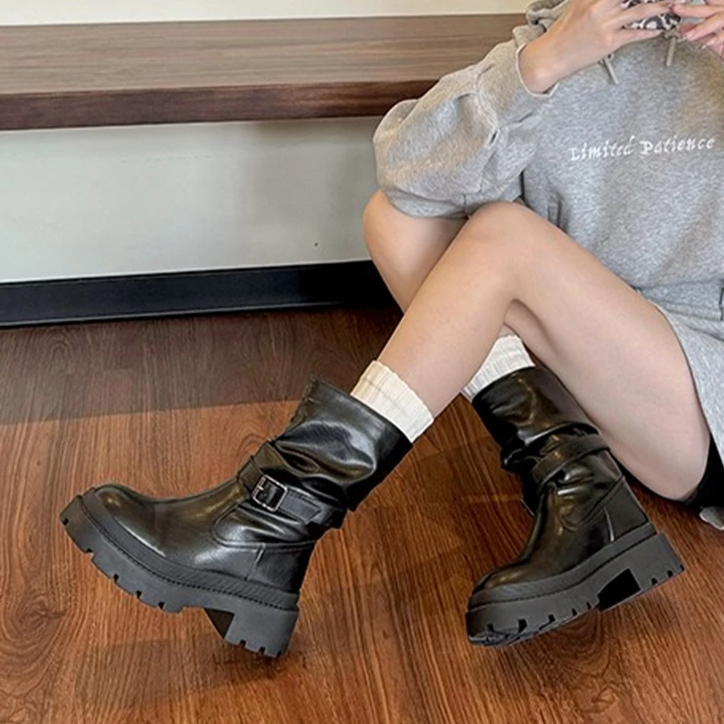 Женские ботильоны на плоской подошве и платформе новые кожаные плиссированные