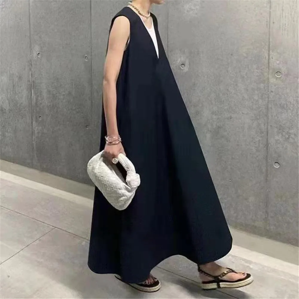 

Dress 2022 Korean Summer V-neck Long Loose & Thin Short-sleeved Swing Dress Women Female Dresses Hot Japan Style Dresses