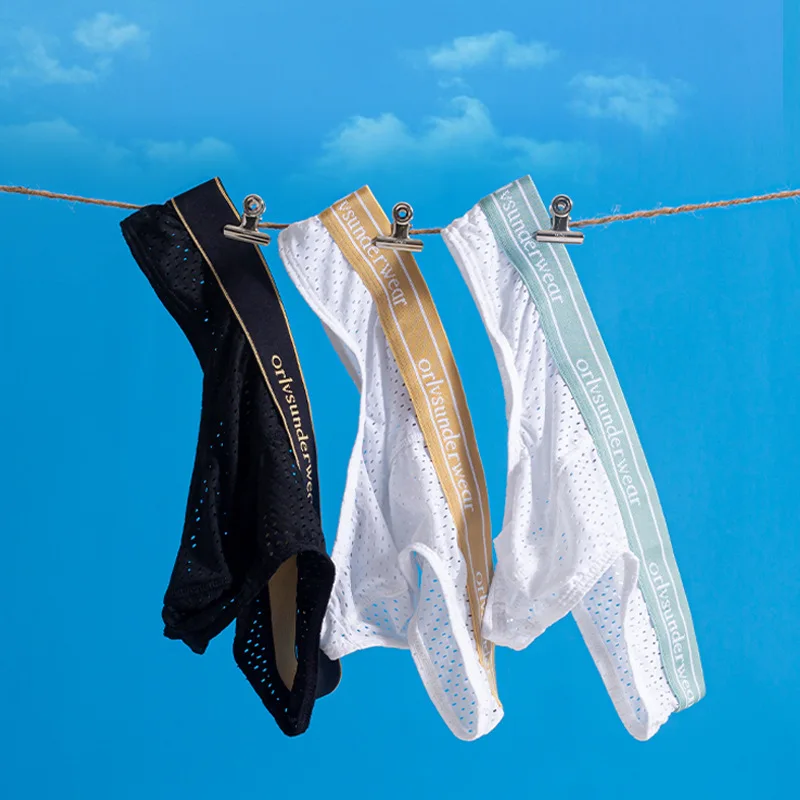 

Мужские дышащие трусики-стринги ORLVS, черные сетчатые Удобные однотонные трусики с низкой талией, сексуальные штаны для мужчин