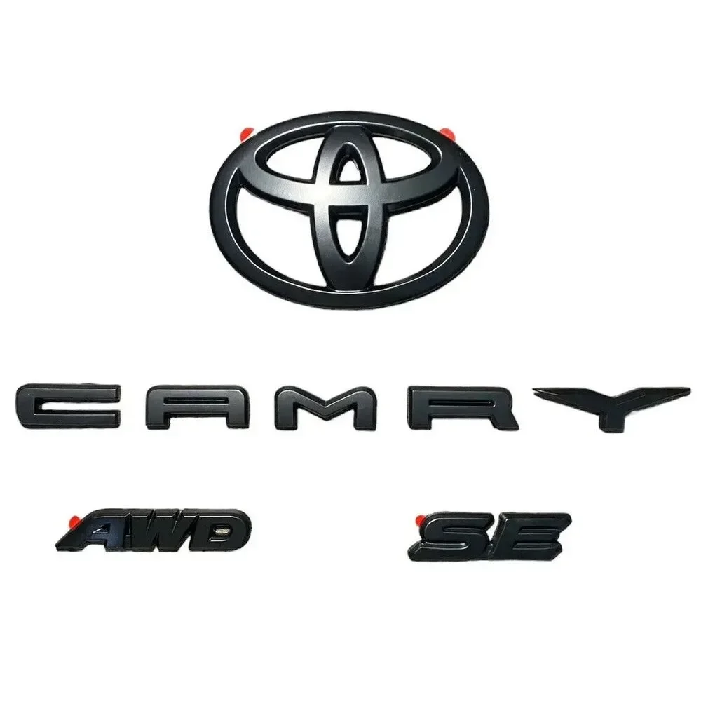 

4 шт. новый матовый черный/ярко-черный комплект значков подходит для автомобильных аксессуаров Toyota 2018-2024 Camry SE AWD: PT948-03191-02.
