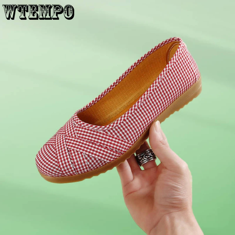 

WTEMPO Women's Summer Flats Soft Sole Comfortable Flat Mom Shoes Fashion Casual Shoes Old Beijing Cloth Shoes Wholesale