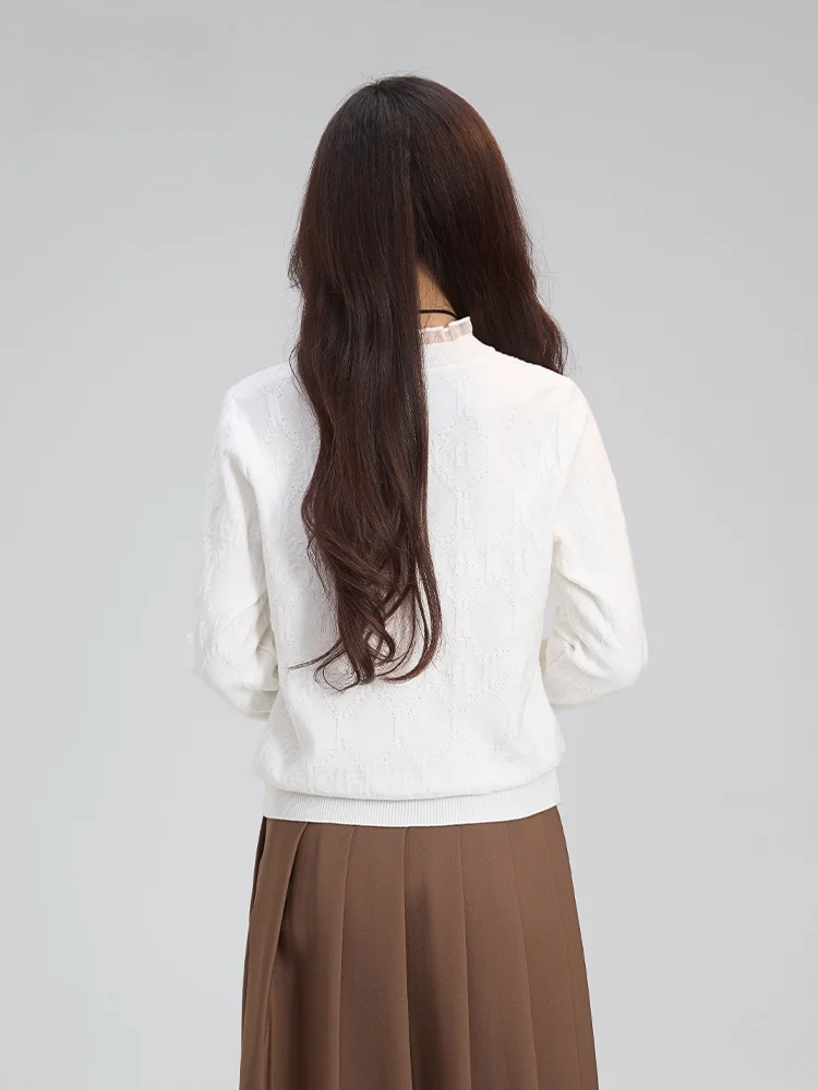 Handu Clothing House кружевная рубашка с длинными рукавами женская вязаная облегающая