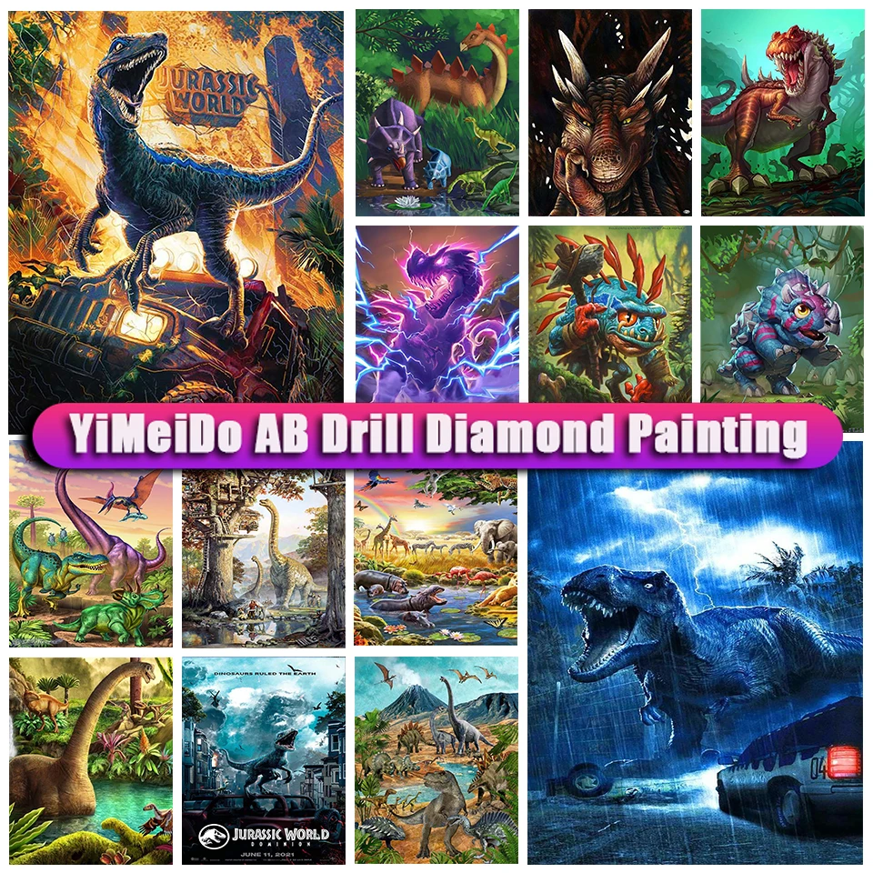 

YiMeido AB Diamond Painting Dinosaur picture Cross Stitch Kit Zipper Bag Mosaic diamond Embroidery Animal Home Decoration Gift