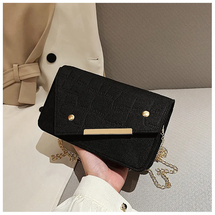 

Texture Contrast Felt Small Bag 2023 New Wave Leisure Fashion Handbag Single Shoulder Underarm Bag Simple Small Square Bag