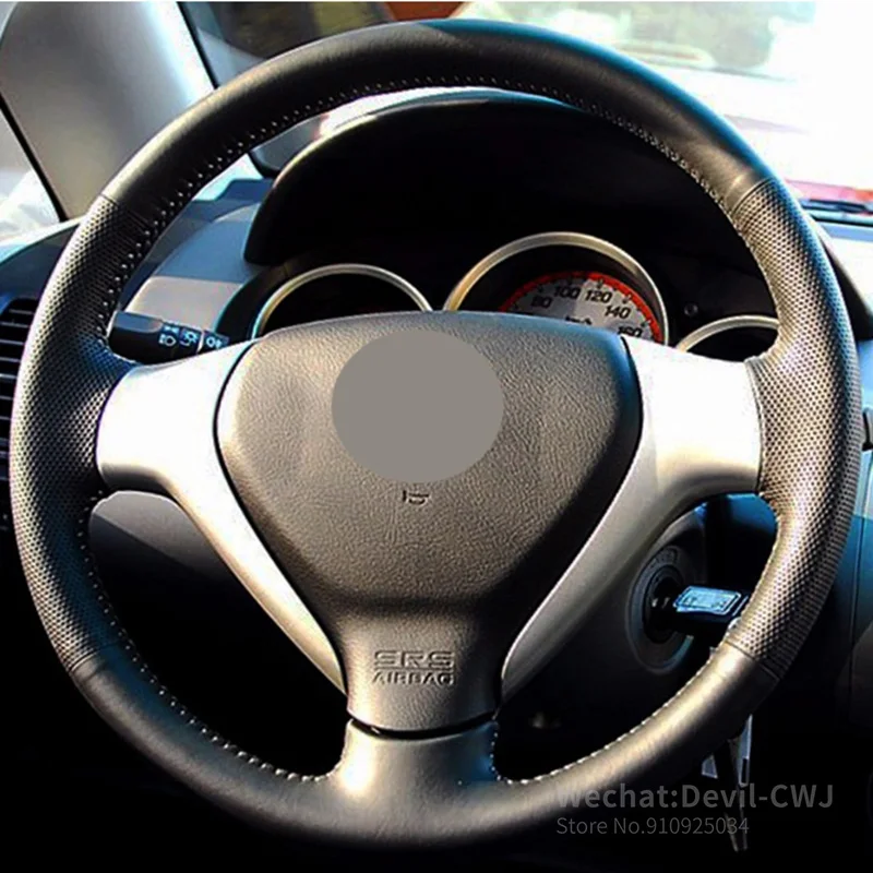 

DIY Hand stitched Black Hige Soft Faux Leather Car Steering Wheel Cover For Honda City 2007 Car Interior Accessories