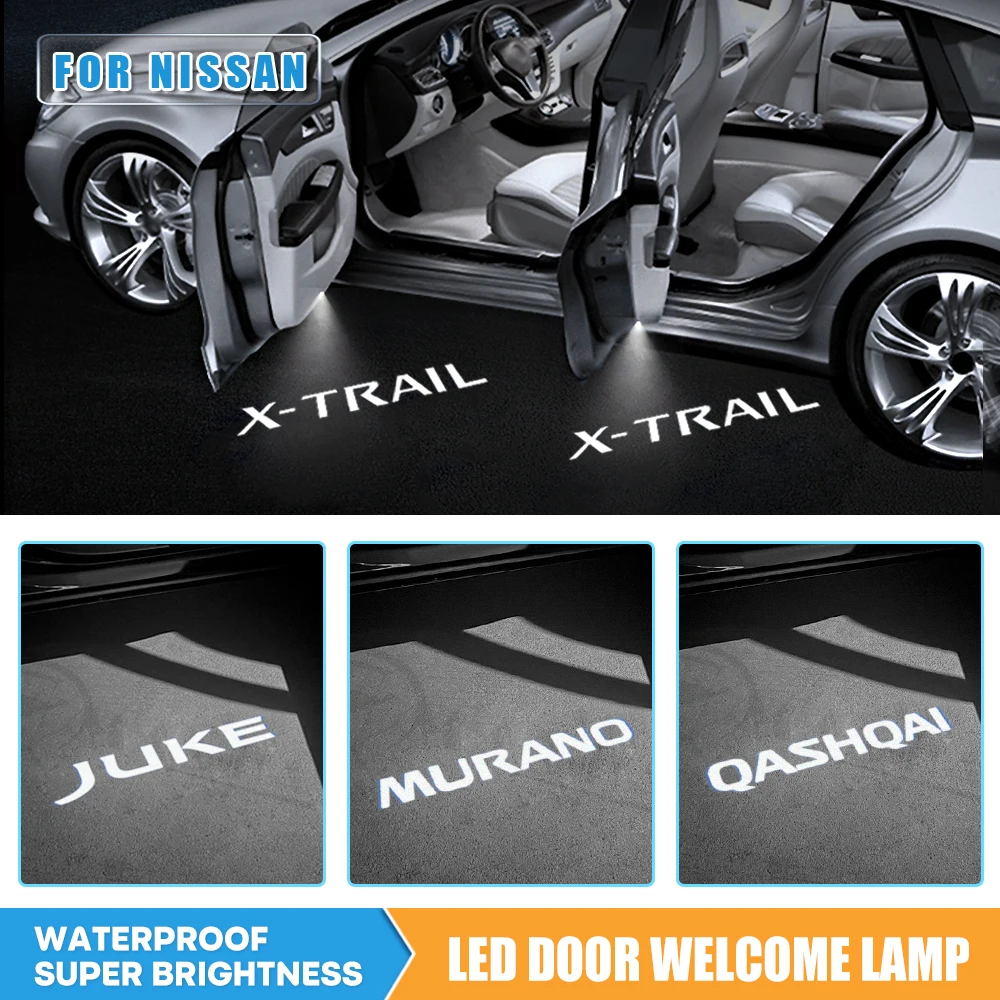 

For Nissan X trail T30 T31 T32 Qashqai J10 J11 J12 Juke F15 F16 Murano Z50 51 2Pcs Car Logo LED Door Lights Laser Projector Lamp