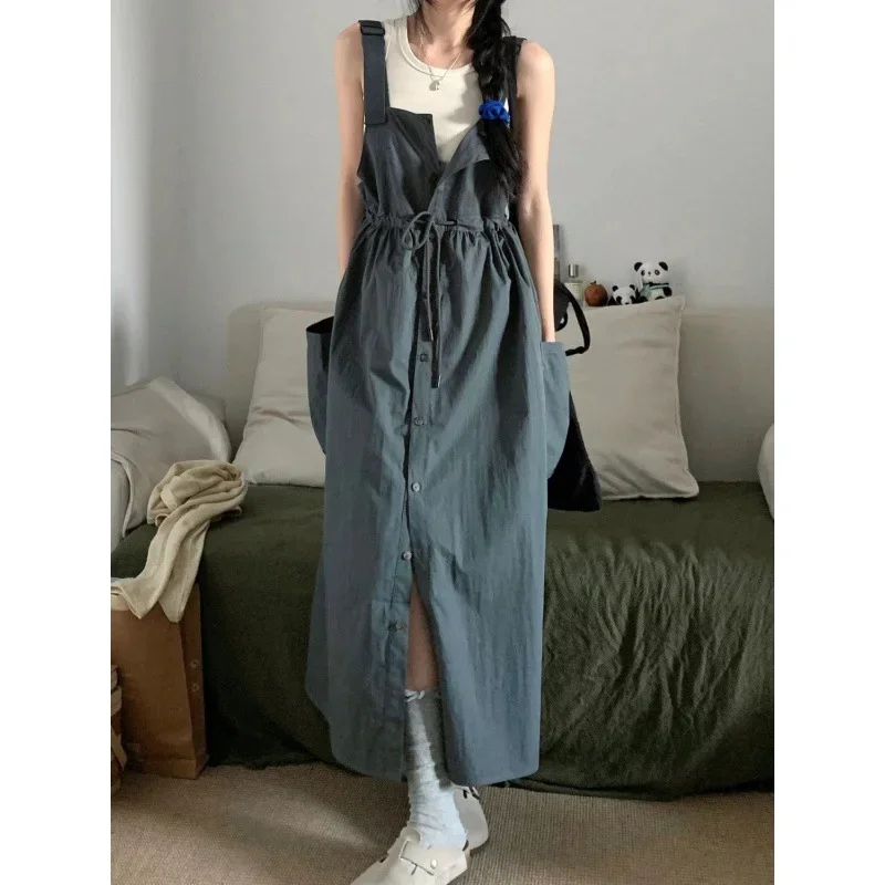 Повседневная рабочая одежда джинсовая юбка на подтяжках комплект без рукавов