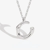 explosive personality silver necklace female creative irregular c shaped pendant personality trend clavicle chain wholesale