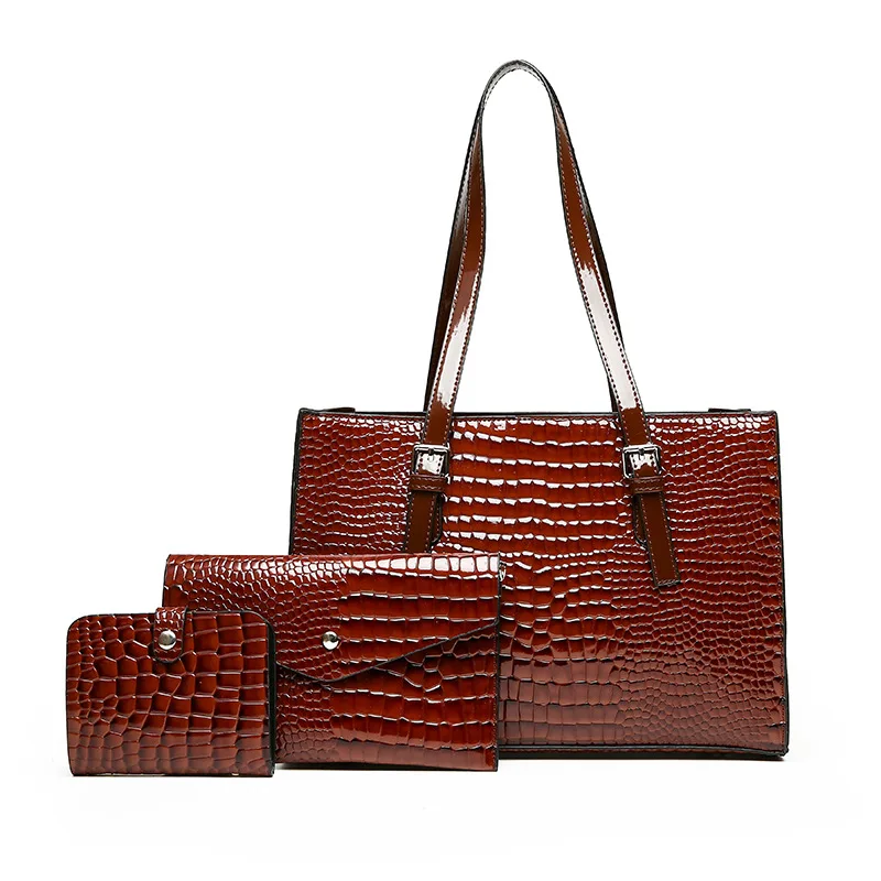 

Комплект из 3 сумок для женщин, Набор сумок с кошельком, тоутом и регулируемым ремешком, большой дорожный Подарочный мешок через плечо для работы