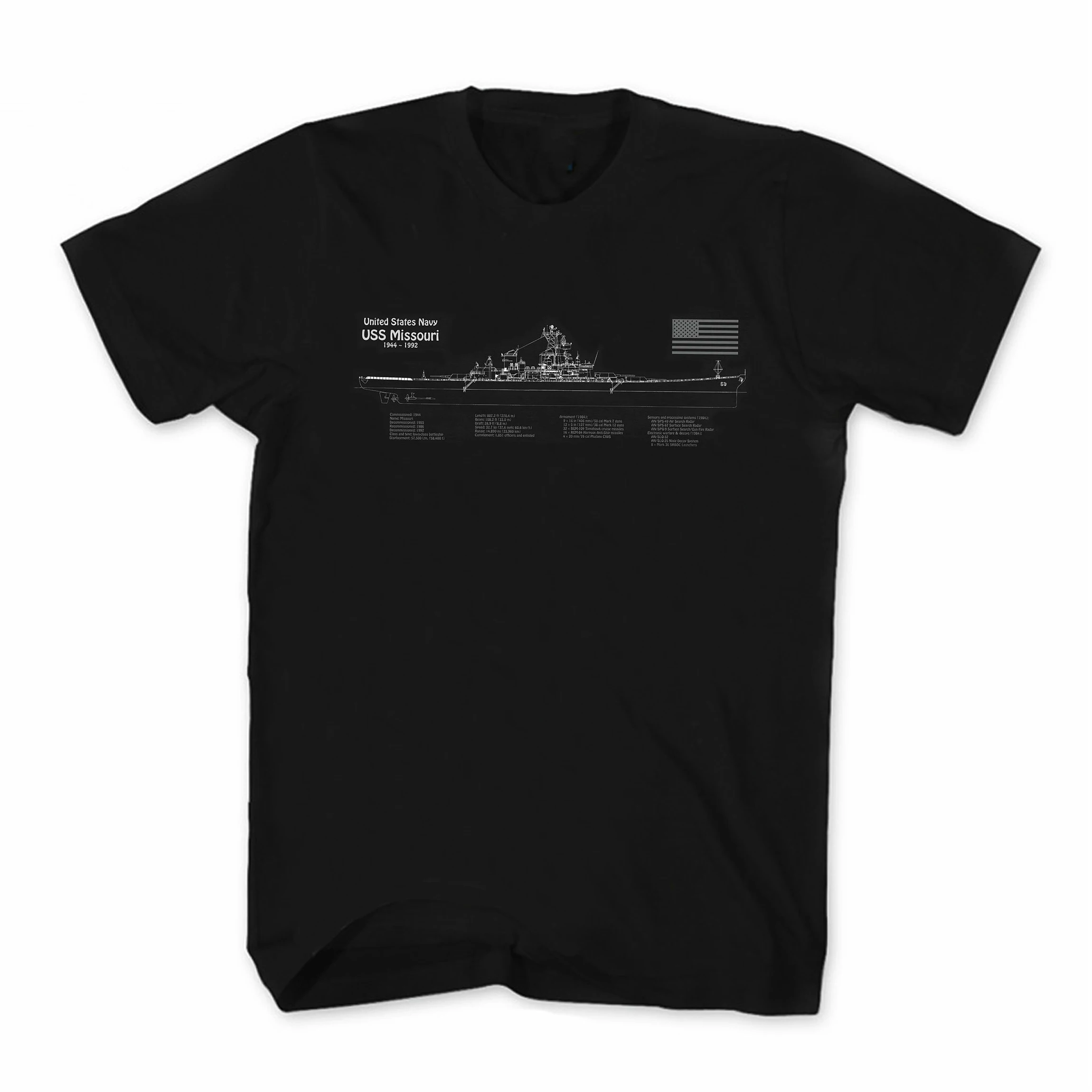 

USS Missouri Battleship Plans Digital Art Printed T Shirt. New 100% Cotton Short Sleeve O-Neck T-shirt Casual Mens Top