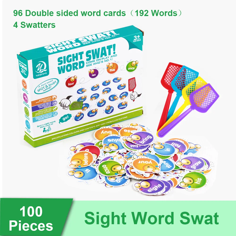 

Learn English Words Cards Sight Word Swat Kids Learning Enlightenment Game Educational Montessori Toys Toddler Phonics Teaching