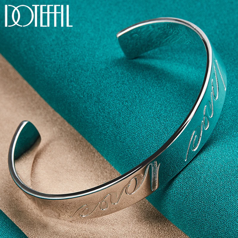 

DOTEFFIL 925 Sterling Silver Letter Love Bangle Bracelet For Women Man Wedding Engagement Party Jewelry