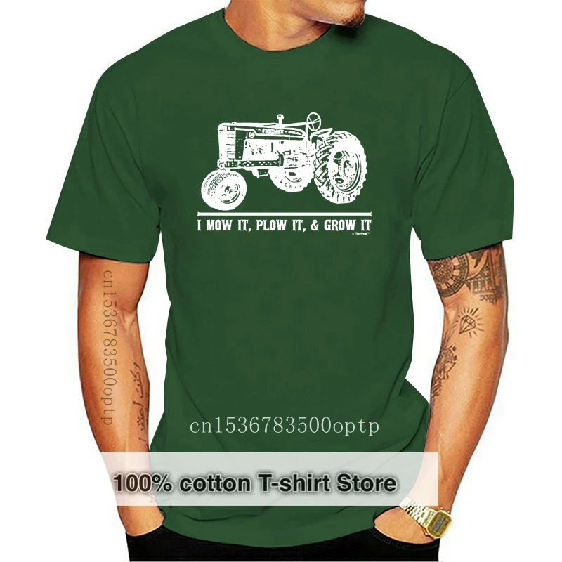 

Black Style Men Fashion Crew Neck Awesome Leisure Office Mow It Plow It Grow It Farm Tractor Short Sleeve T Shirts