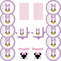 61 piecesdisney pink minnie mouse themed girls birthday party decorations disposable cutlery supplies cup plate baby shower set
