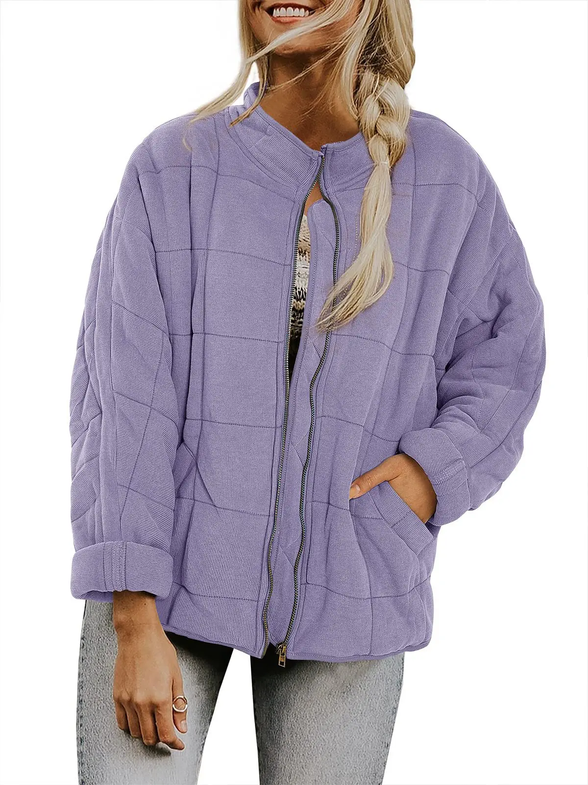 2022 Autumn and Winter Solid Color Stand Collar Cotton Coat Women's Coat New Straight Pocket Long-sleeved Jacket Top Women