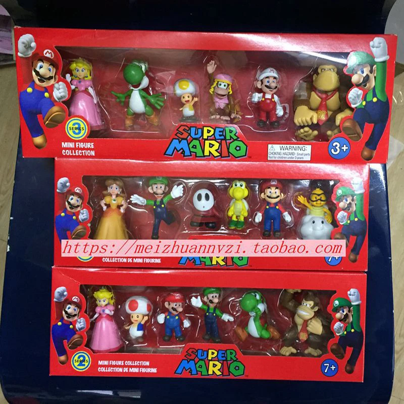 

6Pcs/lot 3-7cm Super Mario Bros PVC Action Figure Toys Dolls Model Set Luigi Yoshi Donkey Kong Mushroom for kids birthday gifts