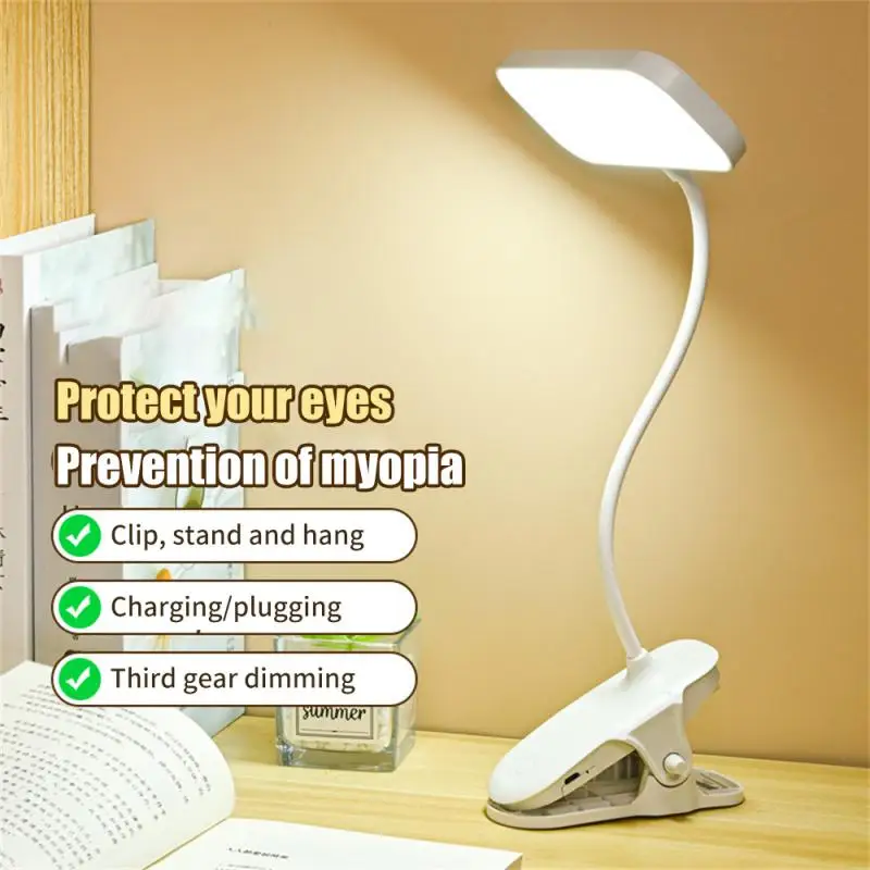 

LED Desk Lamp Dimming Light Reading Lamp USB Rechargeable Clip On Light Battery Light Reading Lamp Bedroom Student Dormitory