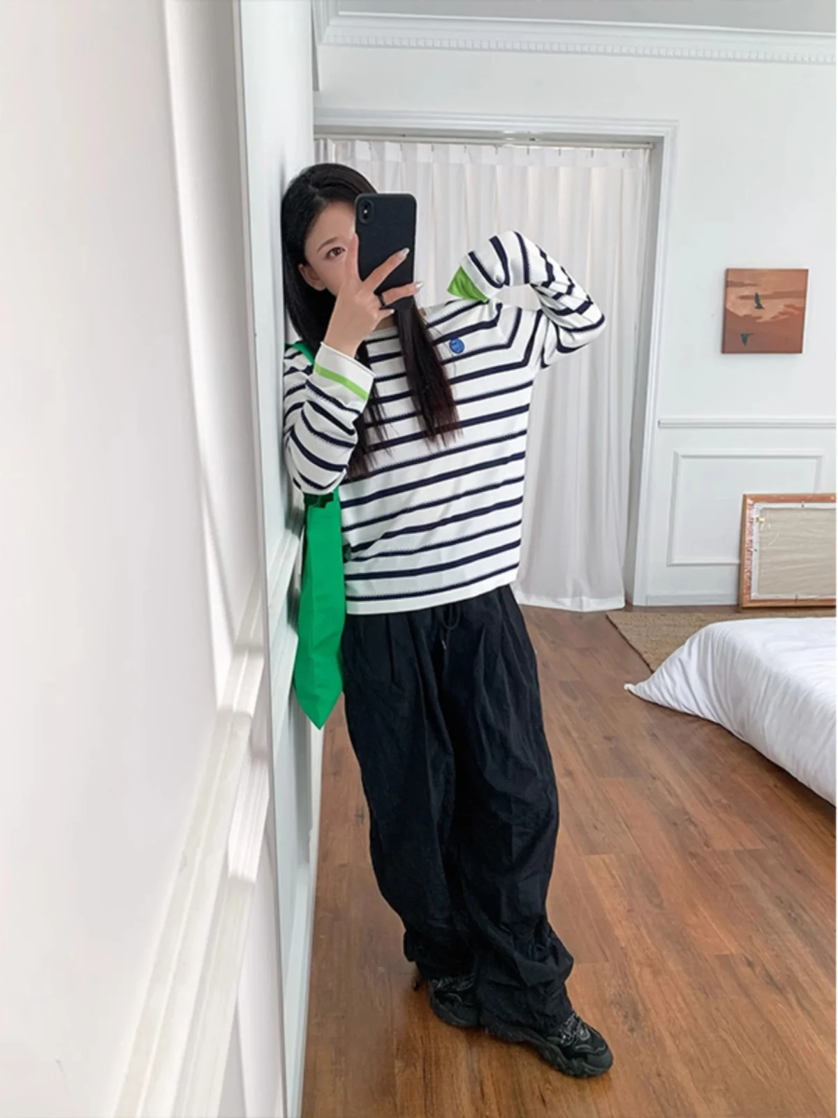 Женская трикотажная рубашка с длинным рукавом тонкая Свободная Повседневная