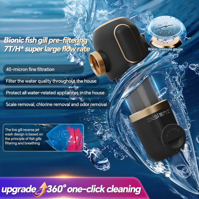 ZILISI Антигравитационный предварительный фильтр, бытовой очиститель водопроводной воды для обратной промывки, диспенсер для воды