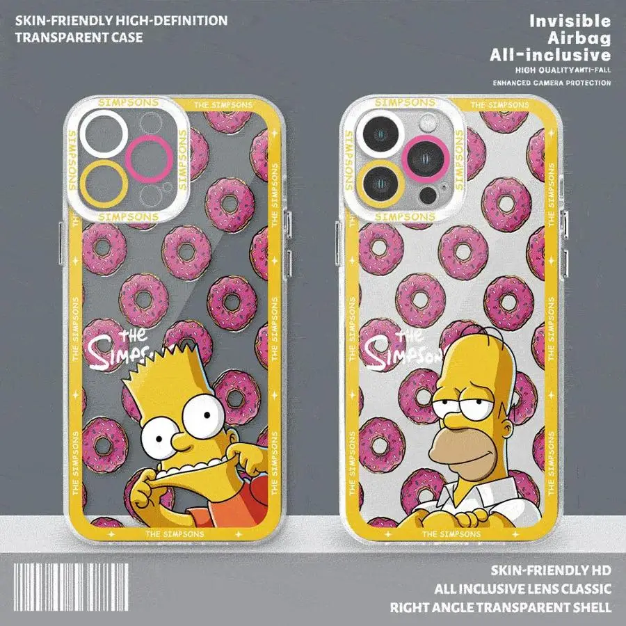 Disney Fun The Simpson Phone Case for iPhone 14 16 Plus15 Pro Max 11 12 Mini 13 SE 8 7 Plus XR X XS Clear Soft