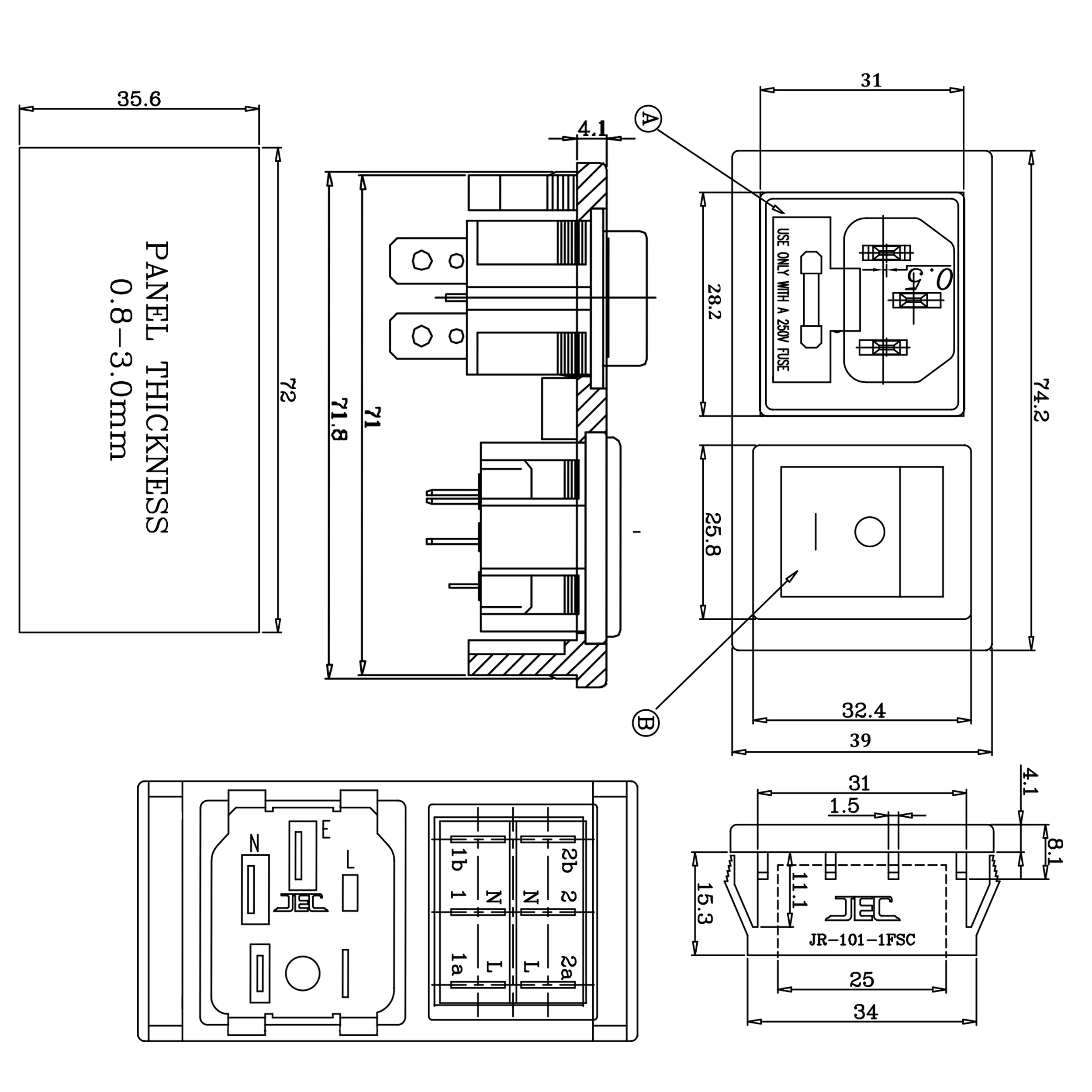 Высококачественная импортная компактная розетка переменного тока с большим