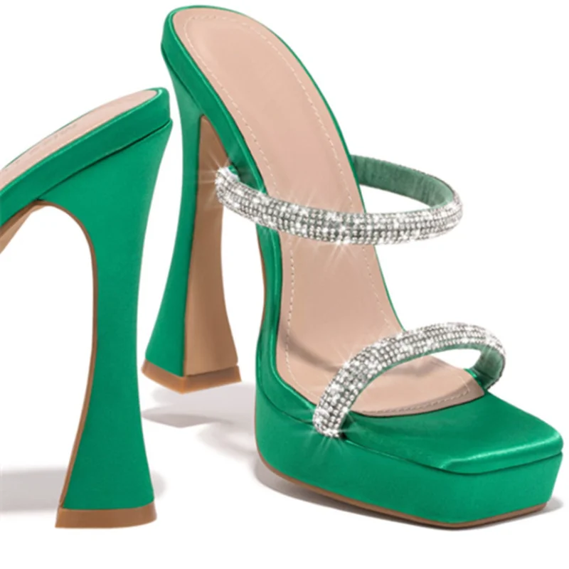 

Plus Size 35-42 Women Summer Outdoor Sandals High Heels Ladies Fashion Female Slippers Elegant Slides Platform Bling Bling