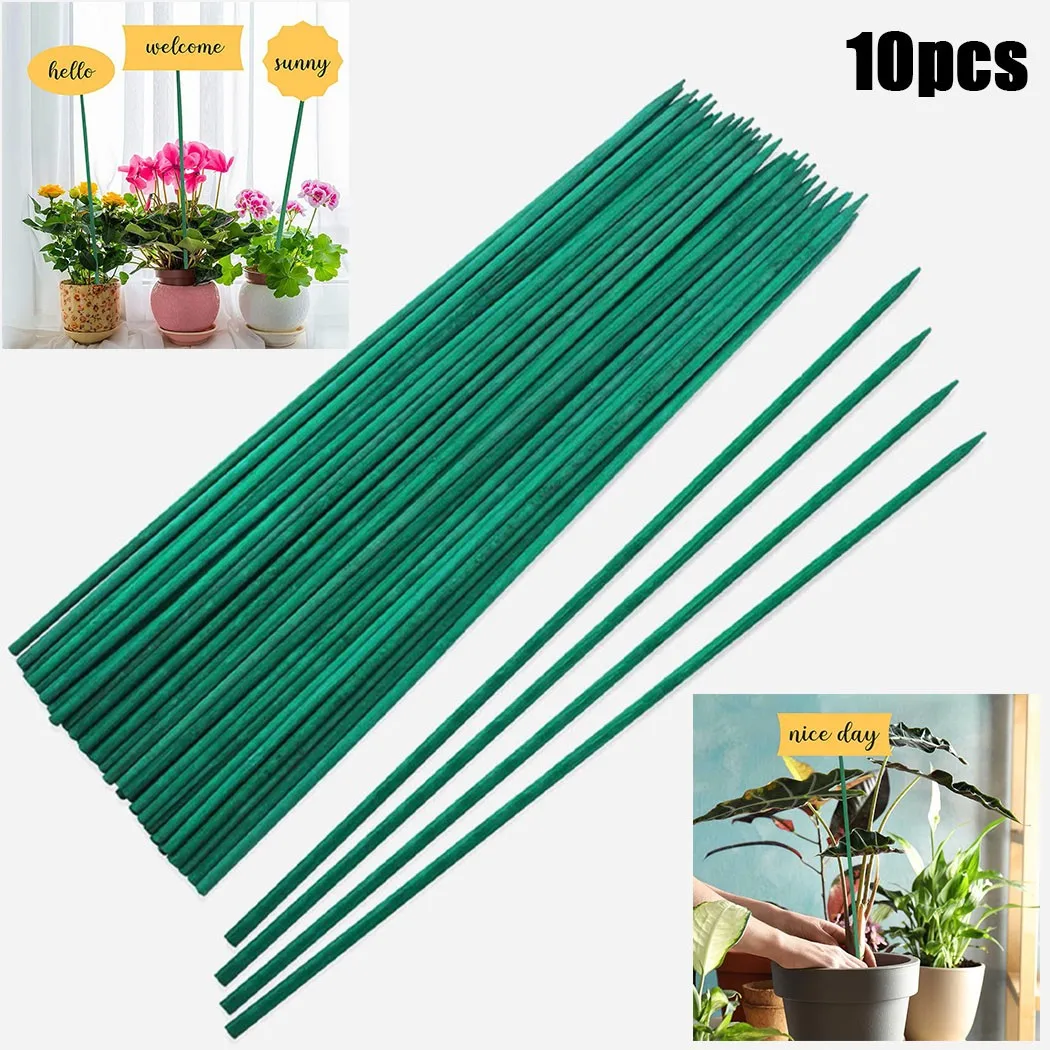 

10pcs 40cm Green Plant Support Stick Canes Growing Vegetables For Flowers Garden Holiday Decoration Plant Care Accessory