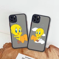 hot cartoon tweety bird phone case for iphone 13 12 11 pro max mini xs 8 7 plus x se 2020 xr matte transparent cover