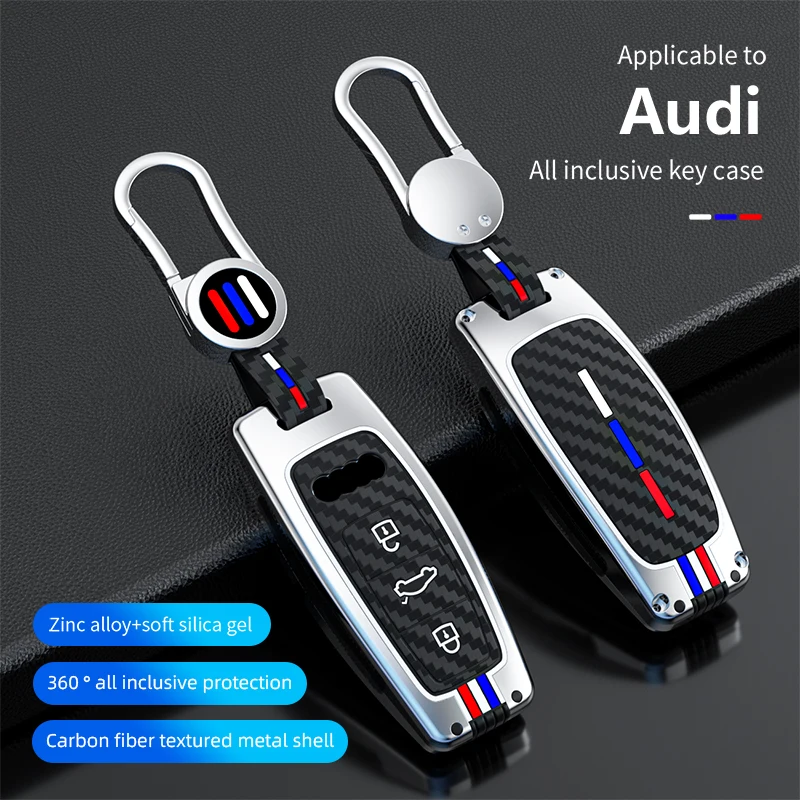 

Metal Car Remote Key Case Cover Shell Fob Protector Holder Zinc Alloy Keyless Accessories for Audi A6 A7 A8 E-tron Q5 Q8 C8 D5