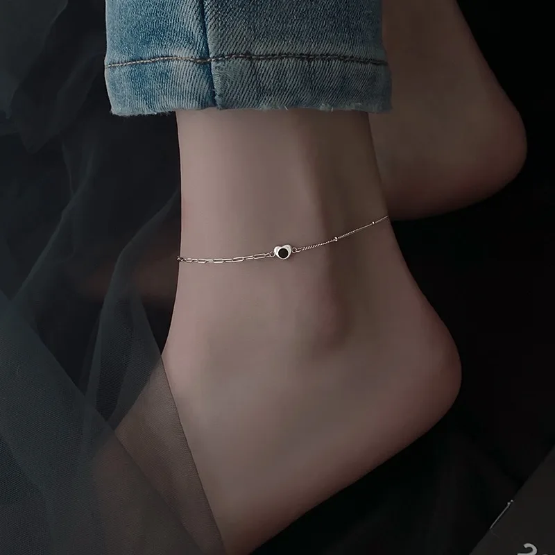 

925 Sterling Silver Love Anklet Female 2023 Summer New Tide Senior Sense Niche Design Foot Chains Sexy Personality Accessories
